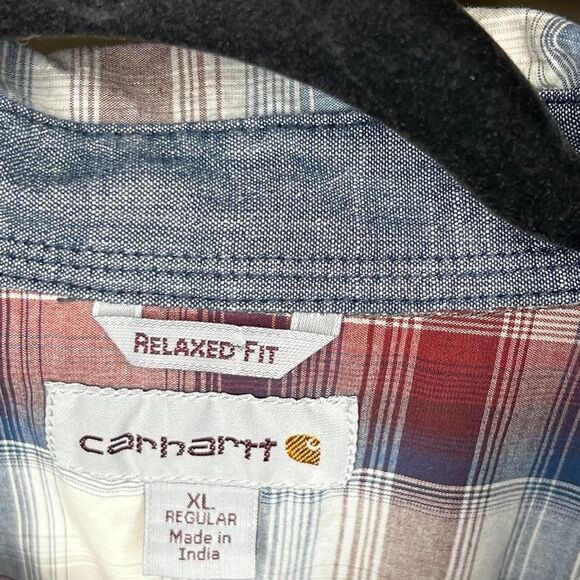CARHARTT SHORT SLEEVE CASUAL PLAID RELAXED REGULAR FIT BUTTON UP SHIRT SIZE XL - Picture 3 of 4